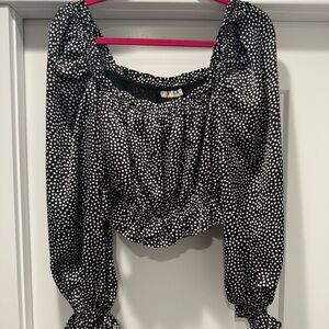 Elegant Black and White Polka Dot Crop Top